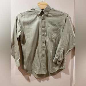 Brooks Brothers 346 M non iron olive green‎ herringbone shirt
